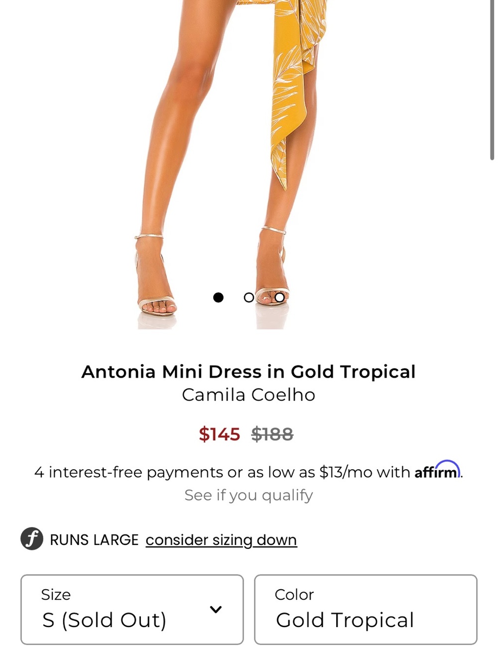 Camila Coelho Antonia Mini Dress in Gold Tropical - Picture 2 of 8